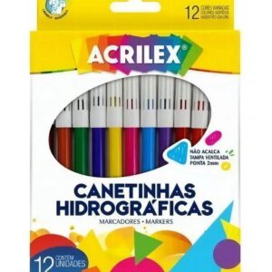 Caixa de Canetinha hidrográfica 12 cores – Acrilex