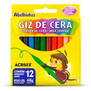 Giz de Cera Acrilex Abelhinhas 12 Cores 48g