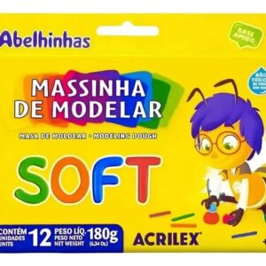 Massinha de modelar 12 cores Acrilex Soft 180g