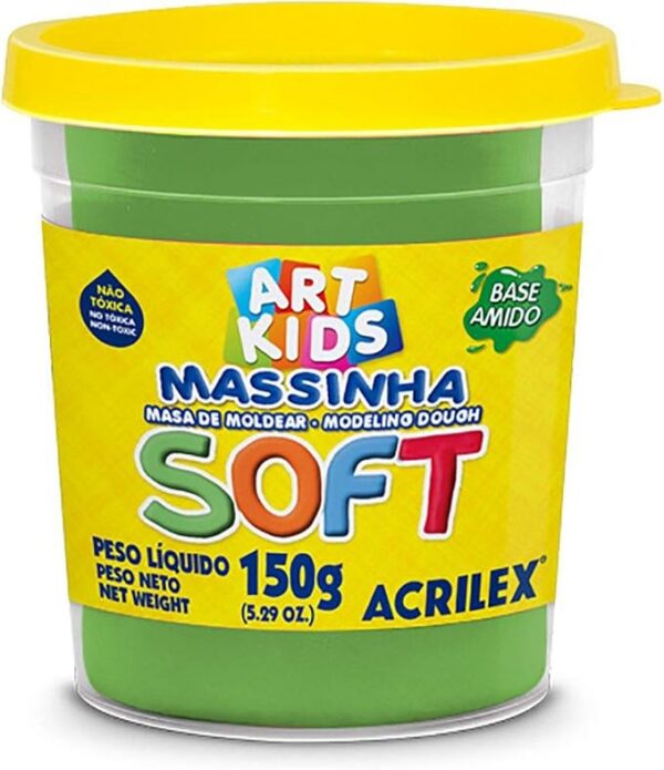 Pote de massinha de modelar verde -  Acrilex